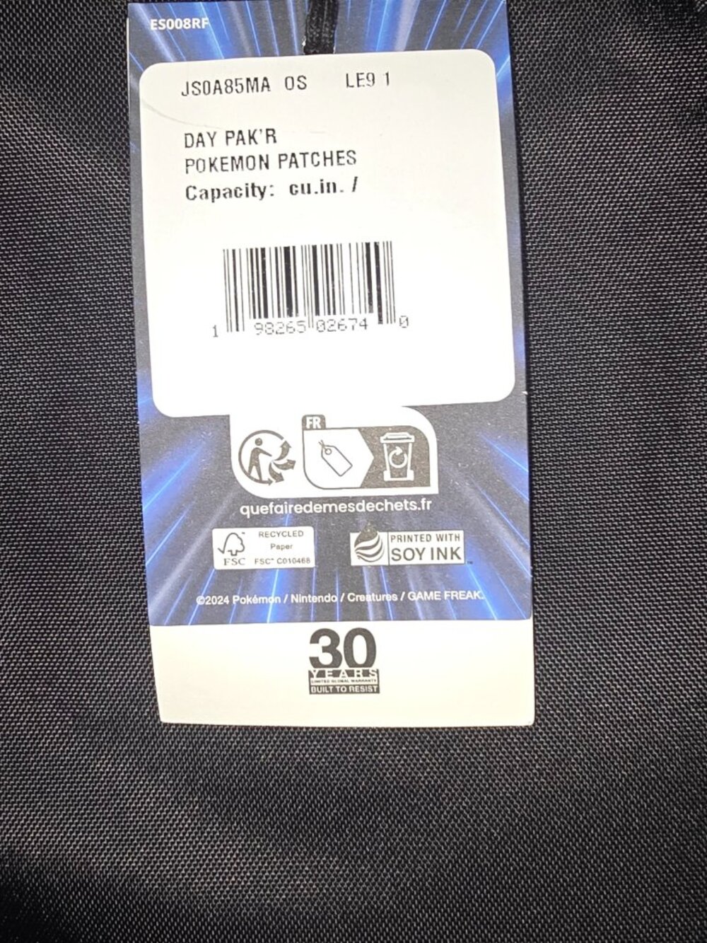 Pokemon x Eastpak Day Pak'r Patches Grey 24L Backpack 30 Year Anniversary - Picture 7 of 7